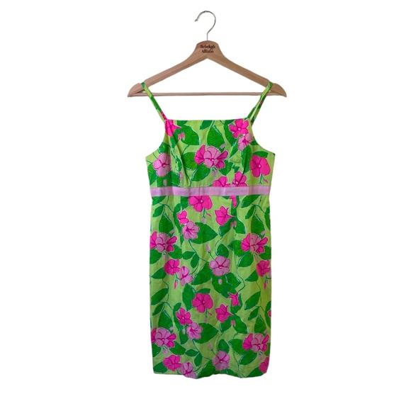 Lilly Pulitzer Dresses & Skirts - Lilly Pulitzer Vintage White Label Square Neck Pink Floral Dress SZ 2